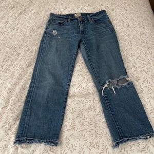 Jcrew Straight leg ripped jean with frayed hem
